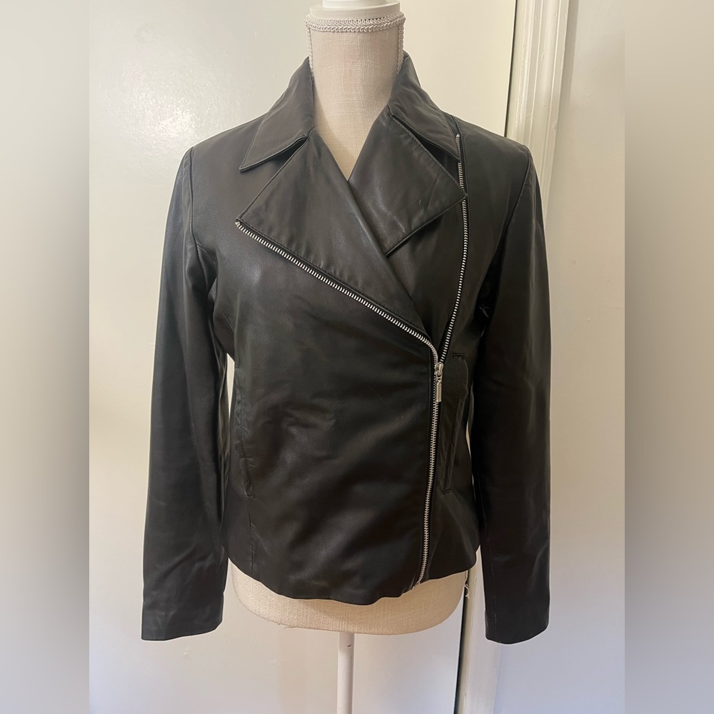 Nicole Miller Leather Moto Jacket